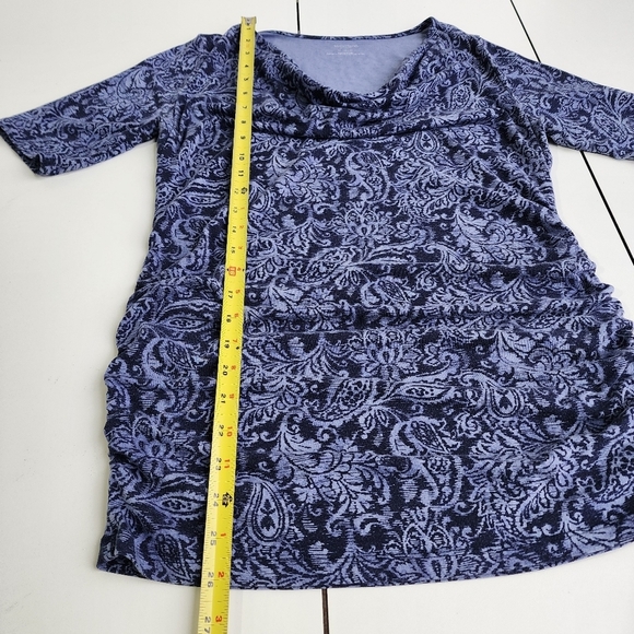 Motherhood Maternity Short Sleeve Top Womens Blue Paisley Round Hem Soft Modal M - Picture 8 of 12